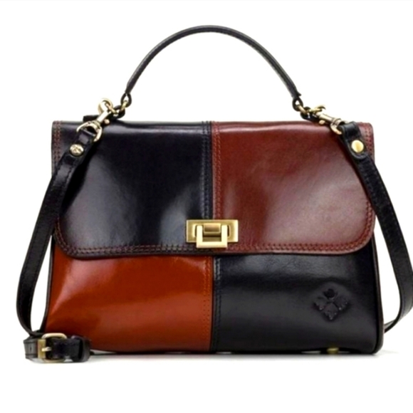 Patricia Nash Leather Yoeky Top Handle Bag ColorBlock Handbag Pocketbook - Picture 2 of 7